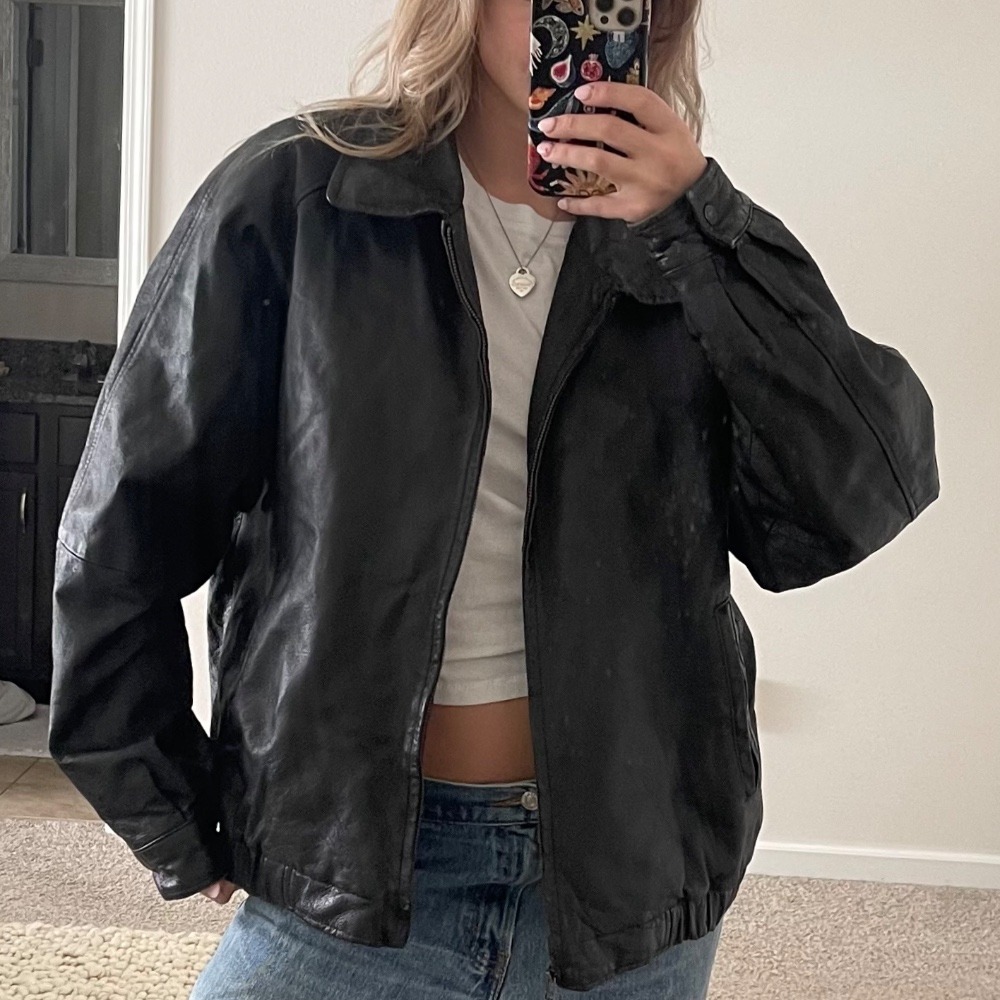 Vintage Saint John's Bay Black Structured Oversized Bomber